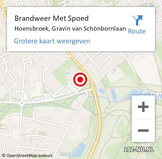 Locatie op kaart van de 112 melding: Brandweer Met Spoed Naar Hoensbroek, Gravin van Schönbornlaan op 5 mei 2024 18:08