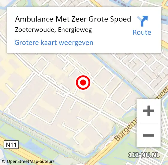 Locatie op kaart van de 112 melding: Ambulance Met Zeer Grote Spoed Naar Zoeterwoude, Energieweg op 5 mei 2024 18:12