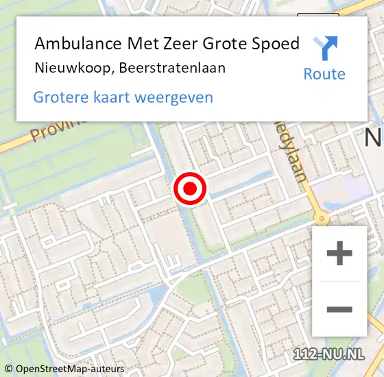Locatie op kaart van de 112 melding: Ambulance Met Zeer Grote Spoed Naar Nieuwkoop, Beerstratenlaan op 5 mei 2024 18:18