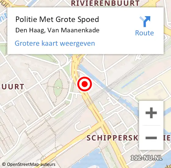 Locatie op kaart van de 112 melding: Politie Met Grote Spoed Naar Den Haag, Van Maanenkade op 5 mei 2024 18:24