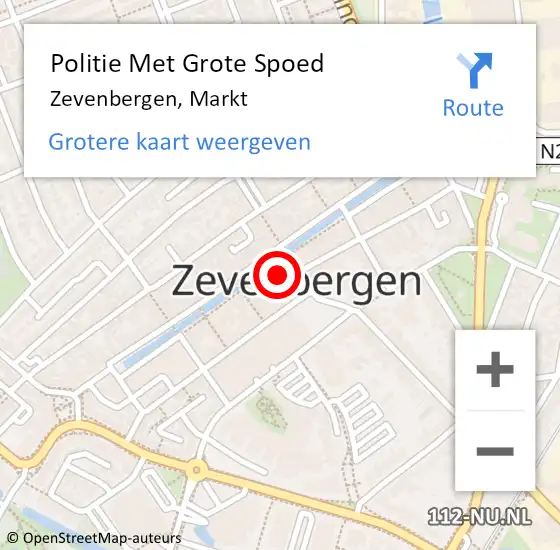 Locatie op kaart van de 112 melding: Politie Met Grote Spoed Naar Zevenbergen, Markt op 5 mei 2024 18:26