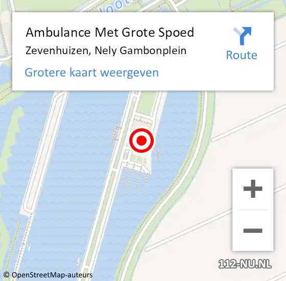 Locatie op kaart van de 112 melding: Ambulance Met Grote Spoed Naar Zevenhuizen, Nely Gambonplein op 5 mei 2024 18:32