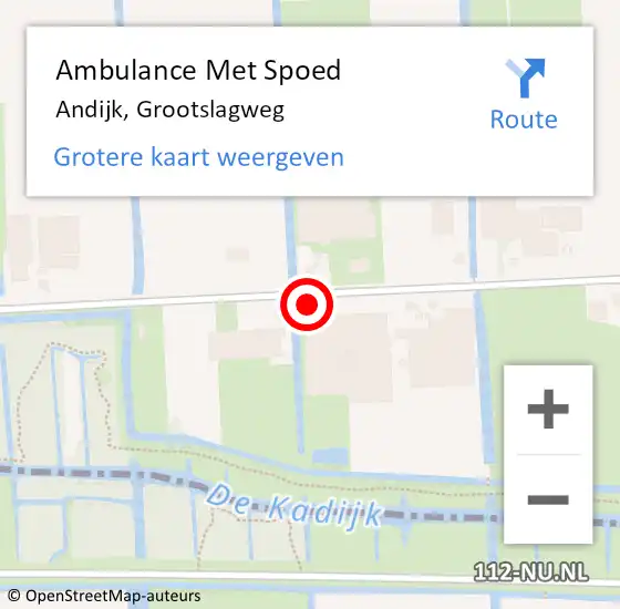 Locatie op kaart van de 112 melding: Ambulance Met Spoed Naar Andijk, Grootslagweg op 5 mei 2024 18:32