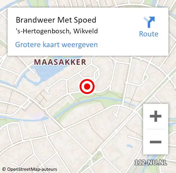 Locatie op kaart van de 112 melding: Brandweer Met Spoed Naar 's-Hertogenbosch, Wikveld op 5 mei 2024 18:42