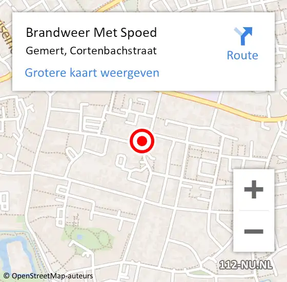 Locatie op kaart van de 112 melding: Brandweer Met Spoed Naar Gemert, Cortenbachstraat op 5 mei 2024 18:47