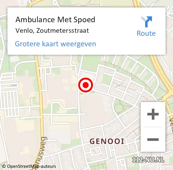 Locatie op kaart van de 112 melding: Ambulance Met Spoed Naar Venlo, Zoutmetersstraat op 4 oktober 2014 19:53