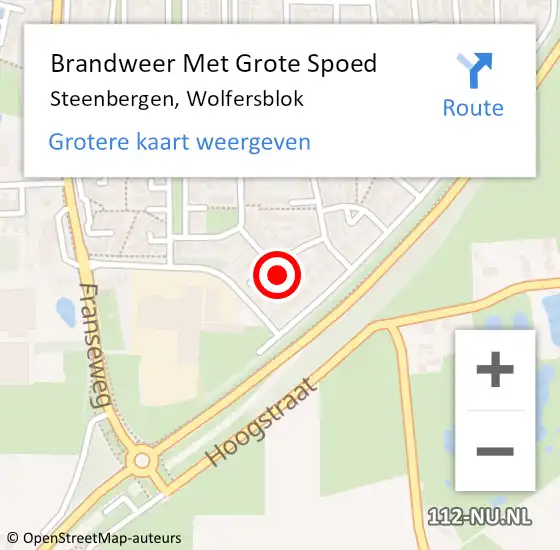 Locatie op kaart van de 112 melding: Brandweer Met Grote Spoed Naar Steenbergen, Wolfersblok op 5 mei 2024 18:52