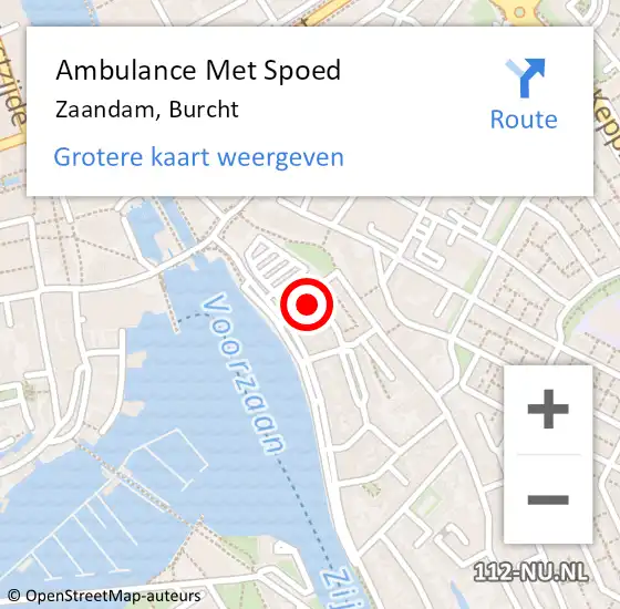 Locatie op kaart van de 112 melding: Ambulance Met Spoed Naar Zaandam, Burcht op 5 mei 2024 18:55