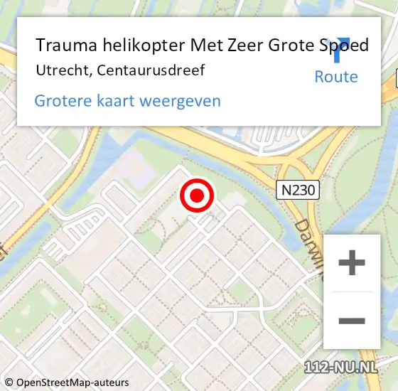 Locatie op kaart van de 112 melding: Trauma helikopter Met Zeer Grote Spoed Naar Utrecht, Centaurusdreef op 5 mei 2024 19:10