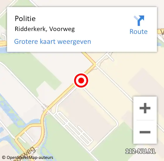 Locatie op kaart van de 112 melding: Politie Ridderkerk, Voorweg op 5 mei 2024 19:22