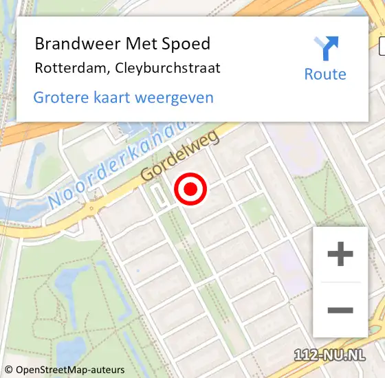 Locatie op kaart van de 112 melding: Brandweer Met Spoed Naar Rotterdam, Cleyburchstraat op 5 mei 2024 19:24
