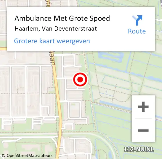 Locatie op kaart van de 112 melding: Ambulance Met Grote Spoed Naar Haarlem, Van Deventerstraat op 5 mei 2024 19:32