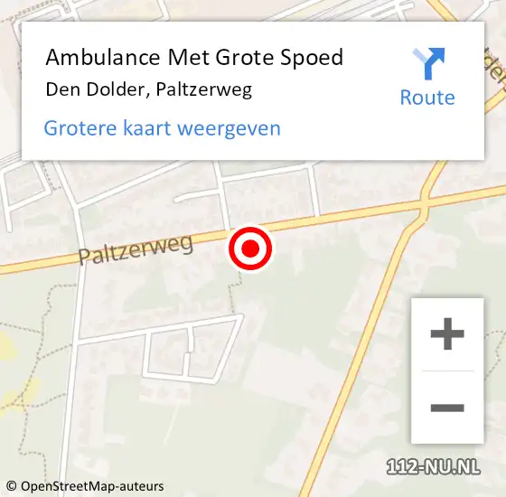 Locatie op kaart van de 112 melding: Ambulance Met Grote Spoed Naar Den Dolder, Paltzerweg op 4 oktober 2014 19:59