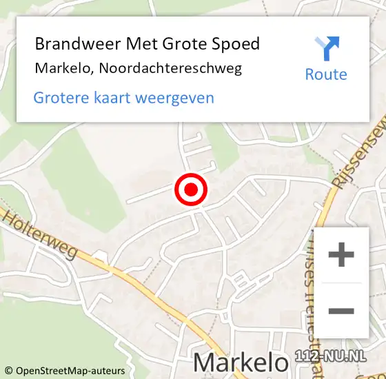 Locatie op kaart van de 112 melding: Brandweer Met Grote Spoed Naar Markelo, Noordachtereschweg op 4 oktober 2014 19:59