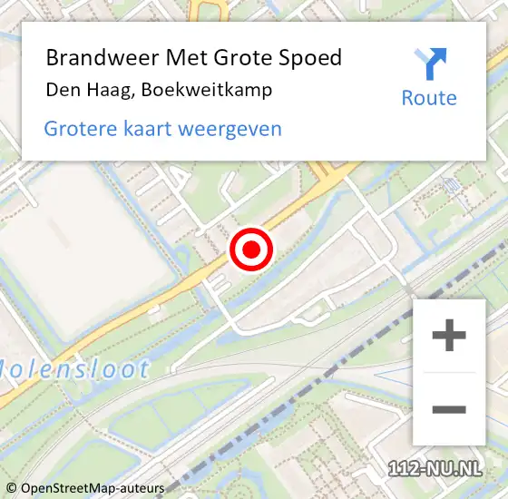 Locatie op kaart van de 112 melding: Brandweer Met Grote Spoed Naar Den Haag, Boekweitkamp op 5 mei 2024 20:08