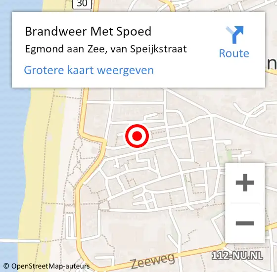 Locatie op kaart van de 112 melding: Brandweer Met Spoed Naar Egmond aan Zee, van Speijkstraat op 5 mei 2024 20:15