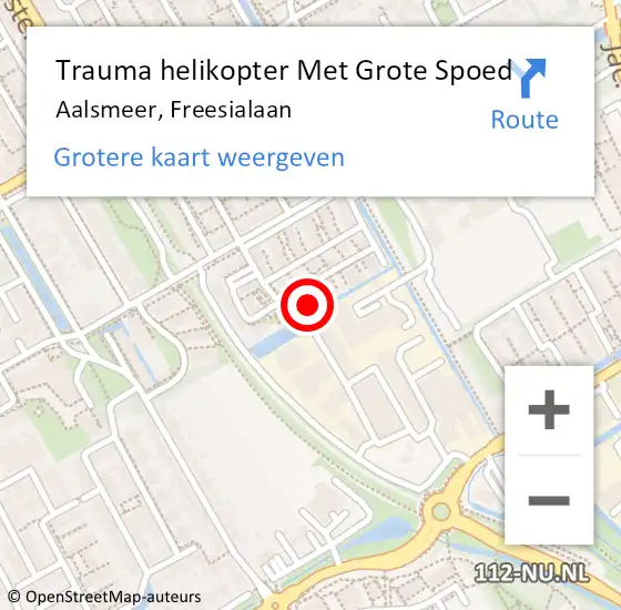 Locatie op kaart van de 112 melding: Trauma helikopter Met Grote Spoed Naar Aalsmeer, Freesialaan op 5 mei 2024 20:32