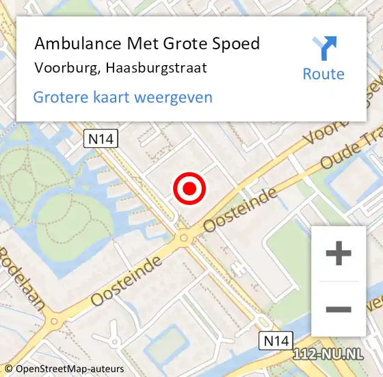 Locatie op kaart van de 112 melding: Ambulance Met Grote Spoed Naar Voorburg, Haasburgstraat op 5 mei 2024 20:40