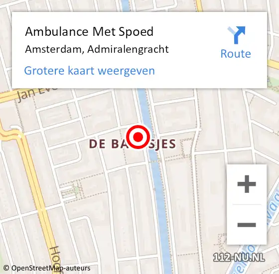 Locatie op kaart van de 112 melding: Ambulance Met Spoed Naar Amsterdam, Admiralengracht op 5 mei 2024 21:21