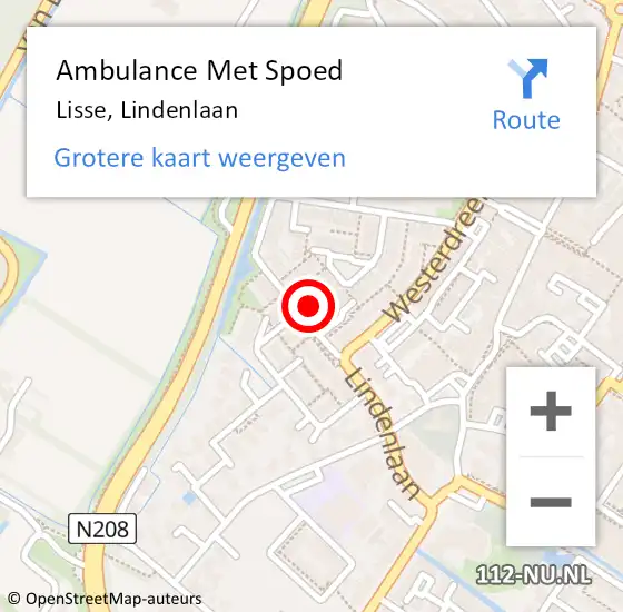 Locatie op kaart van de 112 melding: Ambulance Met Spoed Naar Lisse, Lindenlaan op 5 mei 2024 21:37