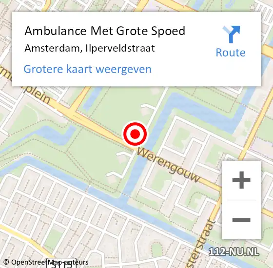 Locatie op kaart van de 112 melding: Ambulance Met Grote Spoed Naar Amsterdam, Ilperveldstraat op 5 mei 2024 21:54