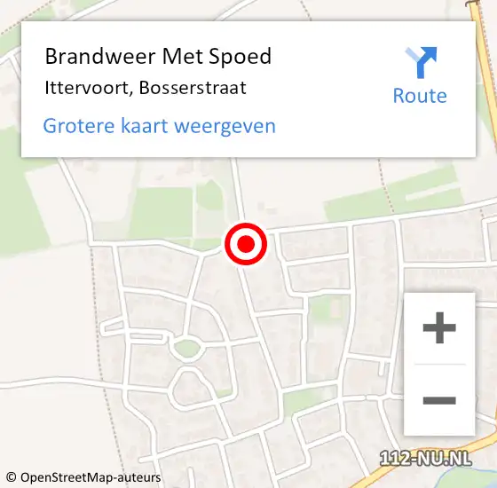 Locatie op kaart van de 112 melding: Brandweer Met Spoed Naar Ittervoort, Bosserstraat op 5 mei 2024 21:59