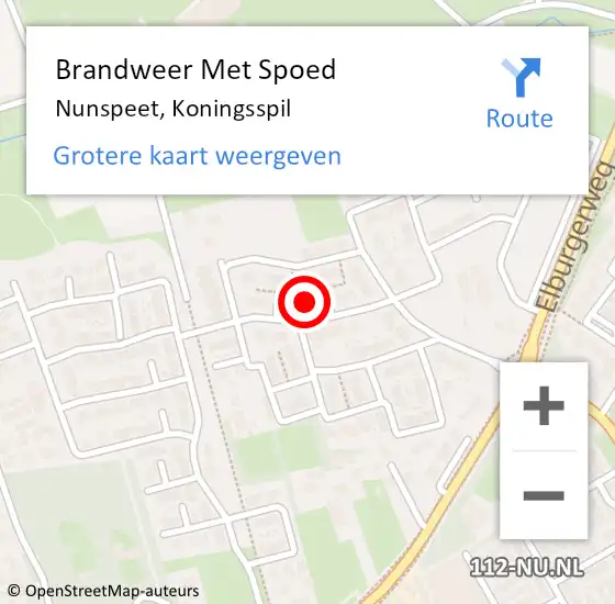 Locatie op kaart van de 112 melding: Brandweer Met Spoed Naar Nunspeet, Koningsspil op 5 mei 2024 22:04