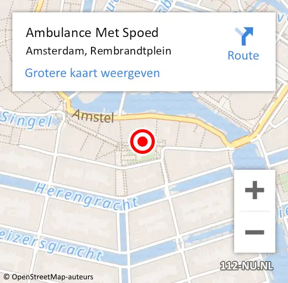 Locatie op kaart van de 112 melding: Ambulance Met Spoed Naar Amsterdam, Rembrandtplein op 5 mei 2024 22:05