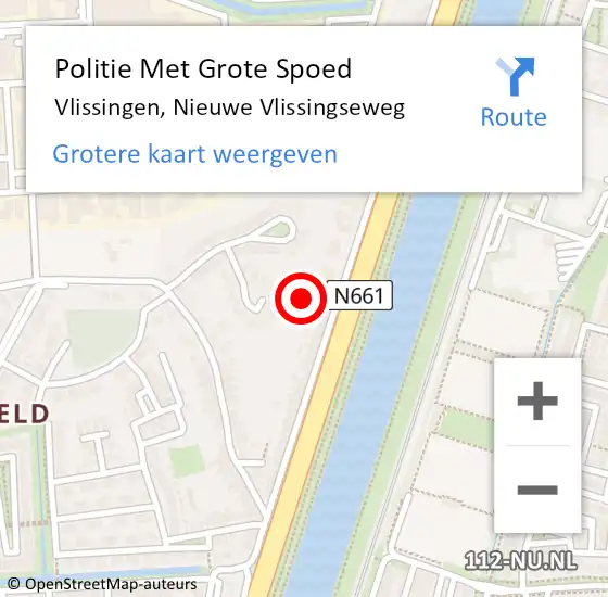Locatie op kaart van de 112 melding: Politie Met Grote Spoed Naar Vlissingen, Nieuwe Vlissingseweg op 5 mei 2024 22:32
