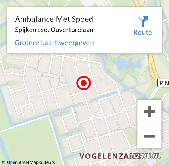 Locatie op kaart van de 112 melding: Ambulance Met Spoed Naar Spijkenisse, Ouverturelaan op 5 mei 2024 22:34