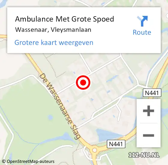 Locatie op kaart van de 112 melding: Ambulance Met Grote Spoed Naar Wassenaar, Vleysmanlaan op 5 mei 2024 22:36