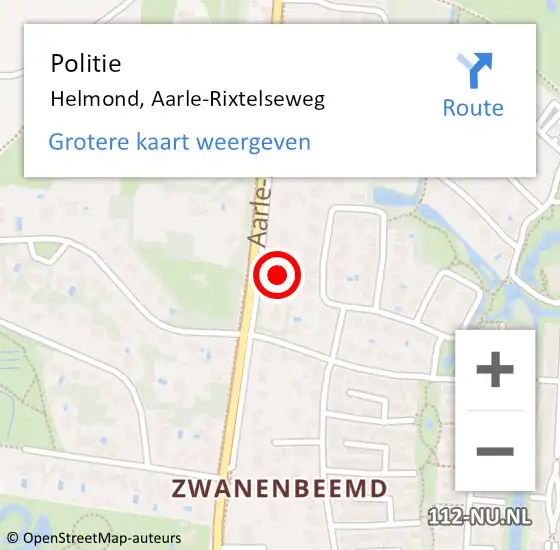 Locatie op kaart van de 112 melding: Politie Helmond, Aarle-Rixtelseweg op 5 mei 2024 22:45