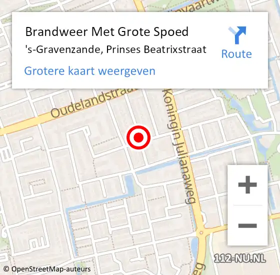 Locatie op kaart van de 112 melding: Brandweer Met Grote Spoed Naar 's-Gravenzande, Prinses Beatrixstraat op 5 mei 2024 22:49