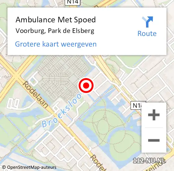 Locatie op kaart van de 112 melding: Ambulance Met Spoed Naar Voorburg, Park de Elsberg op 5 mei 2024 23:01
