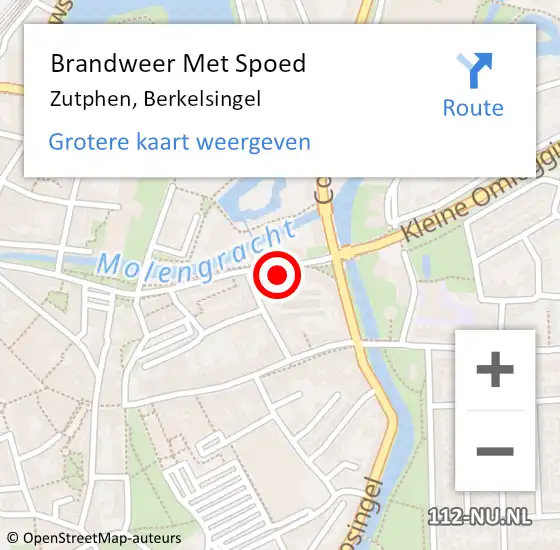 Locatie op kaart van de 112 melding: Brandweer Met Spoed Naar Zutphen, Berkelsingel op 5 mei 2024 23:04