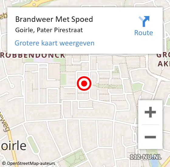 Locatie op kaart van de 112 melding: Brandweer Met Spoed Naar Goirle, Pater Pirestraat op 5 mei 2024 23:55