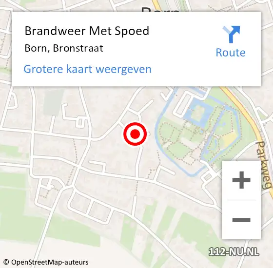 Locatie op kaart van de 112 melding: Brandweer Met Spoed Naar Born, Bronstraat op 6 mei 2024 00:06