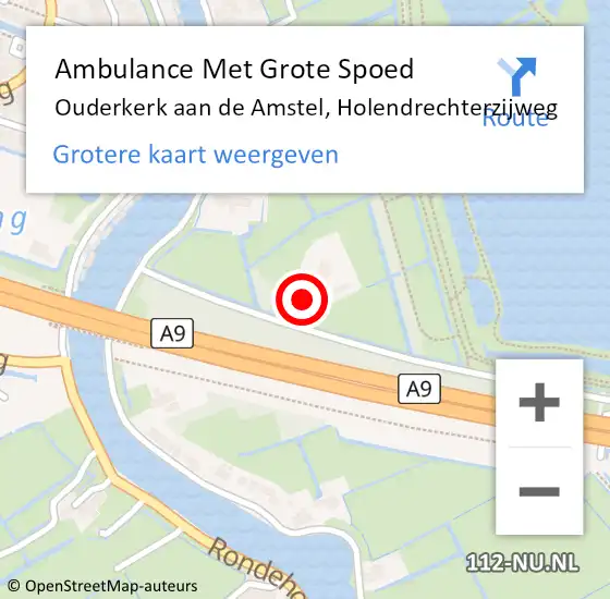 Locatie op kaart van de 112 melding: Ambulance Met Grote Spoed Naar Ouderkerk aan de Amstel, Holendrechterzijweg op 6 mei 2024 00:13