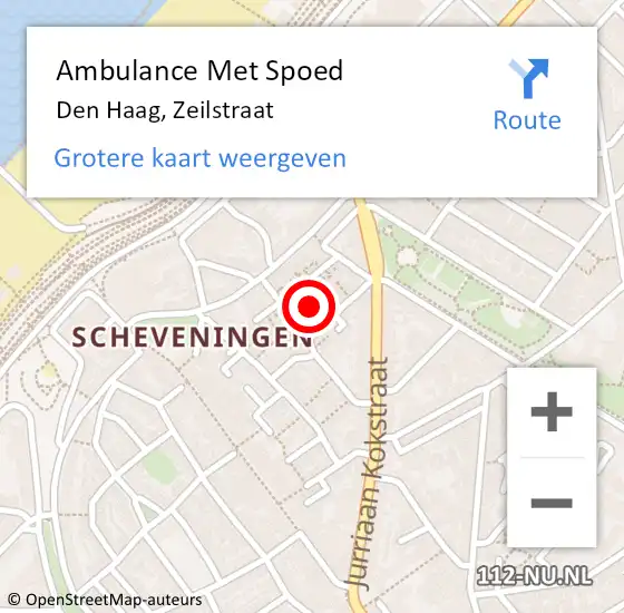 Locatie op kaart van de 112 melding: Ambulance Met Spoed Naar Den Haag, Zeilstraat op 6 mei 2024 00:26