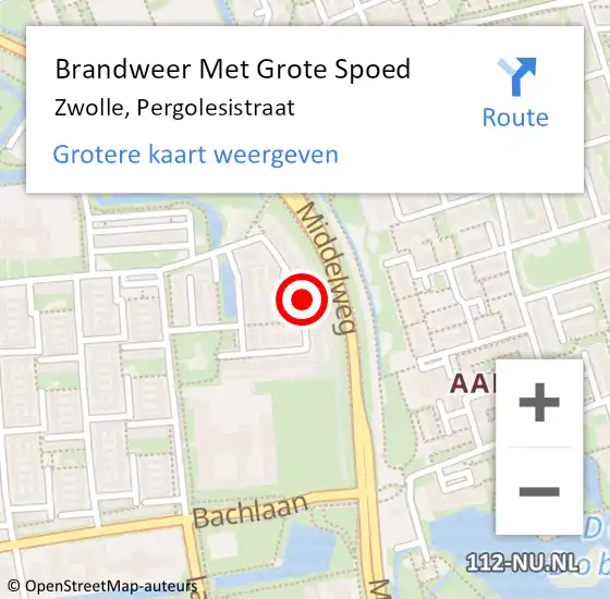 Locatie op kaart van de 112 melding: Brandweer Met Grote Spoed Naar Zwolle, Pergolesistraat op 6 mei 2024 01:06