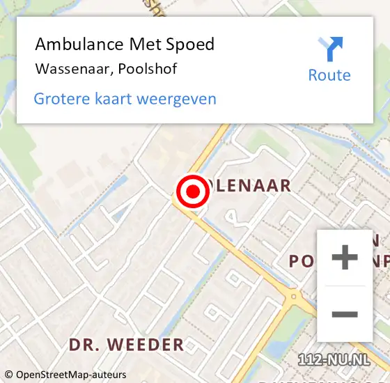 Locatie op kaart van de 112 melding: Ambulance Met Spoed Naar Wassenaar, Poolshof op 6 mei 2024 02:14