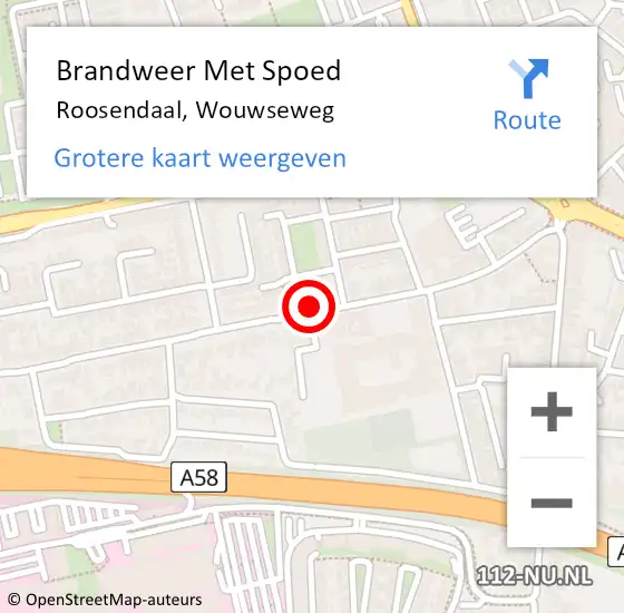 Locatie op kaart van de 112 melding: Brandweer Met Spoed Naar Roosendaal, Wouwseweg op 6 mei 2024 02:14