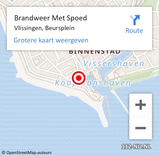 Locatie op kaart van de 112 melding: Brandweer Met Spoed Naar Vlissingen, Beursplein op 6 mei 2024 03:07