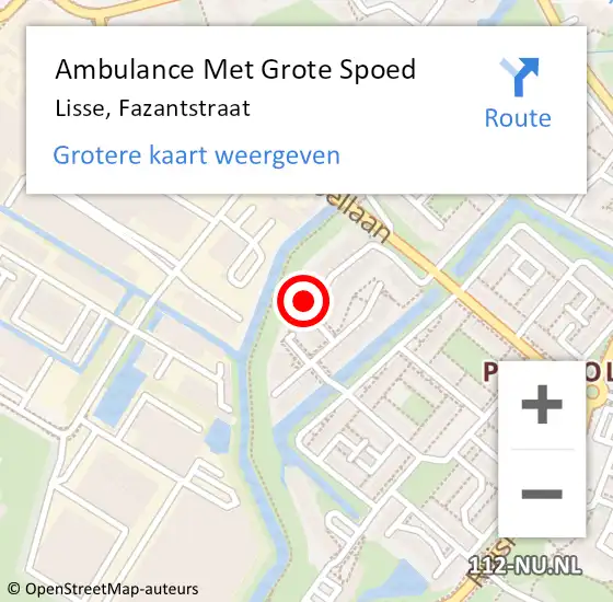 Locatie op kaart van de 112 melding: Ambulance Met Grote Spoed Naar Lisse, Fazantstraat op 6 mei 2024 03:15