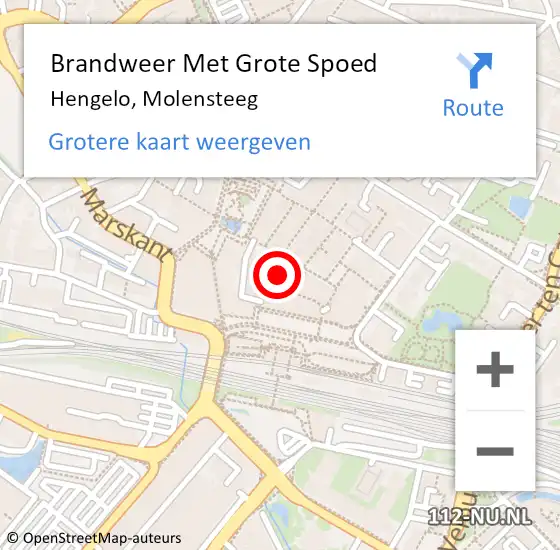 Locatie op kaart van de 112 melding: Brandweer Met Grote Spoed Naar Hengelo, Molensteeg op 6 mei 2024 03:46