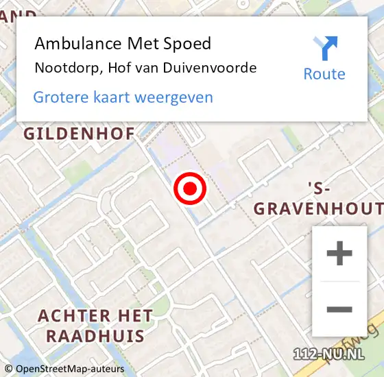 Locatie op kaart van de 112 melding: Ambulance Met Spoed Naar Nootdorp, Hof van Duivenvoorde op 6 mei 2024 03:47