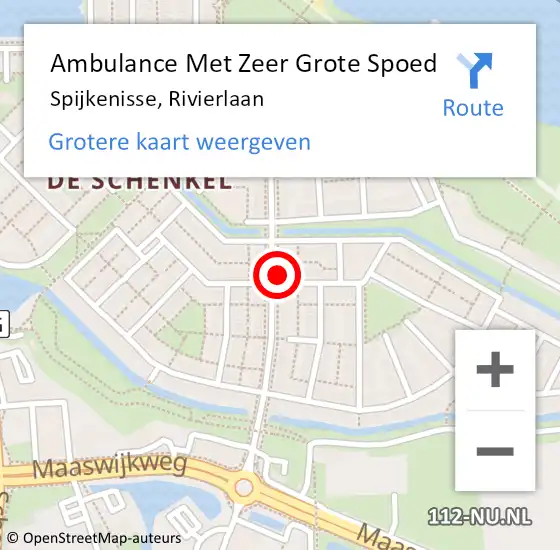 Locatie op kaart van de 112 melding: Ambulance Met Zeer Grote Spoed Naar Spijkenisse, Rivierlaan op 6 mei 2024 04:06