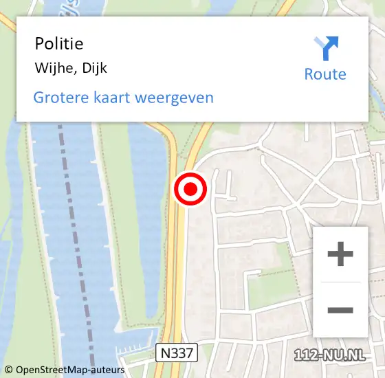 Locatie op kaart van de 112 melding: Politie Wijhe, Dijk op 6 mei 2024 04:09