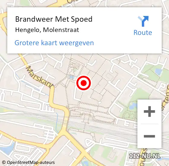 Locatie op kaart van de 112 melding: Brandweer Met Spoed Naar Hengelo, Molenstraat op 6 mei 2024 04:23