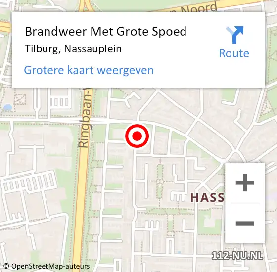 Locatie op kaart van de 112 melding: Brandweer Met Grote Spoed Naar Tilburg, Nassauplein op 6 mei 2024 04:32